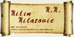 Milin Milatović vizit kartica